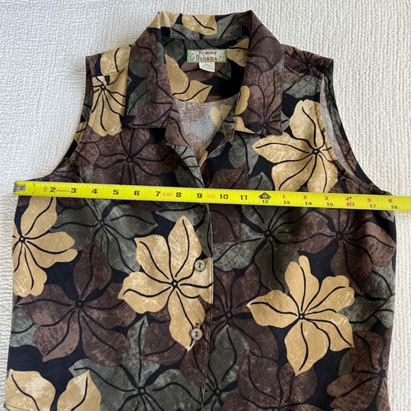 Tommy Bahama EUC Women Sleeveless Tropical Print Front Tie 100% silk Size M - Picture 4 of 12